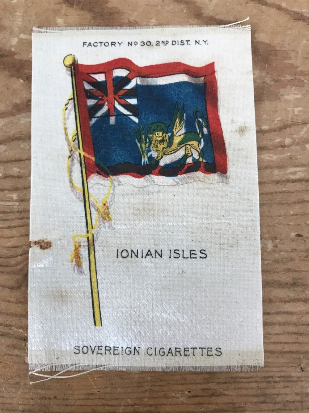 Vtg Antique Sovereign Cigarettes Tobacco Silk Ionian Isles Flag Greece Greek